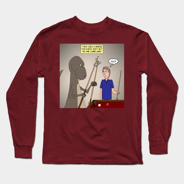 T-Rex Playing Pool Long Sleeve T-Shirt by OutToLunch